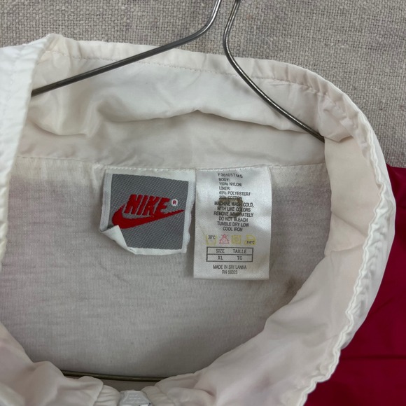 Nike Windbreaker Mens XL Red White Vintage 90s Colorblock Diamond Full Zip - Picture 3 of 7